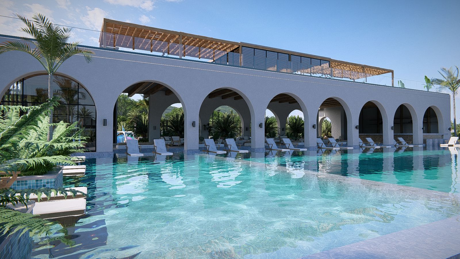 Piscina con borde infinito · Kapari