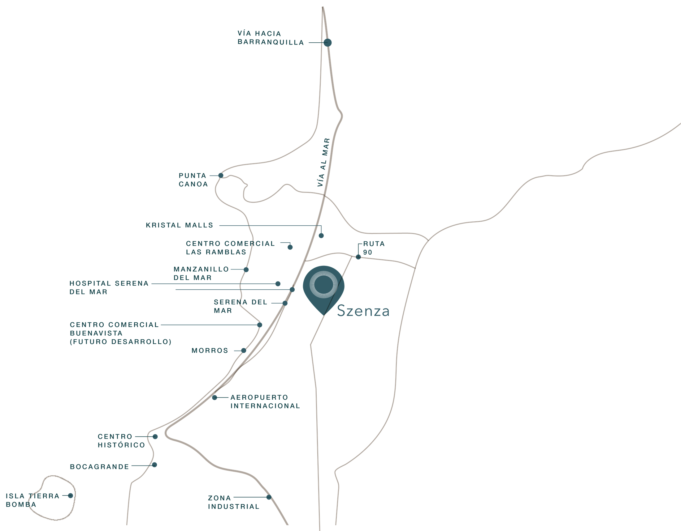 Mapa de ubicación de Szenza · Zona Norte, Cartagena